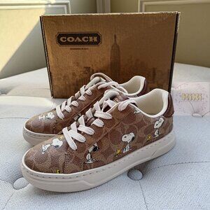 Coach X Peanuts High Line Sneaker In Signature Canvas With Snoopy Print CBZ77